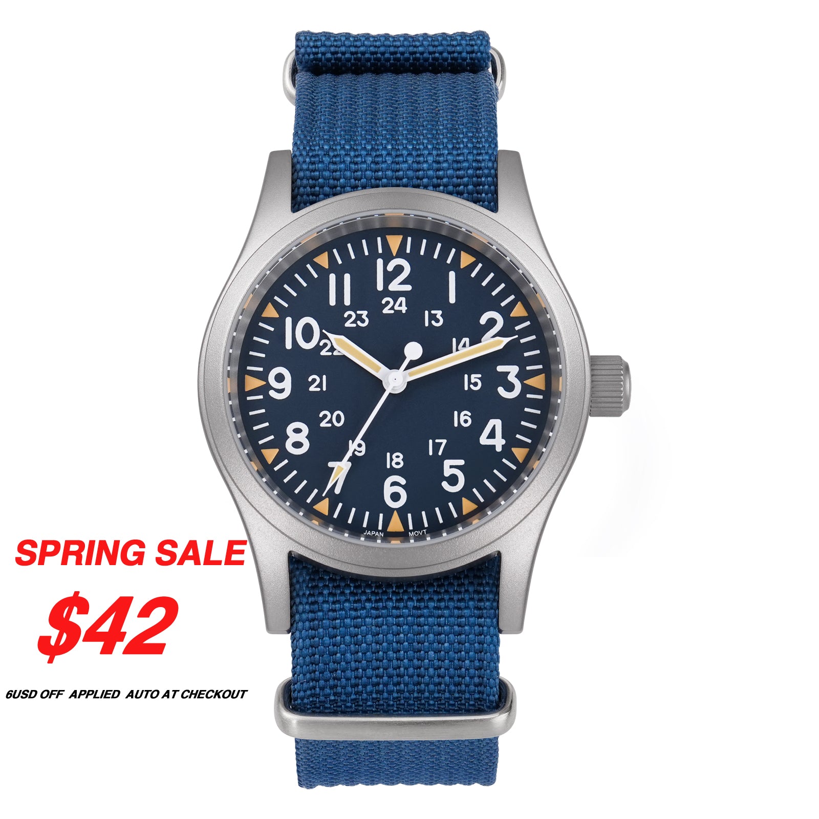 💥Spring Sale💥Militado VH31 Vintage Military Watch ML05 Blue Dial
