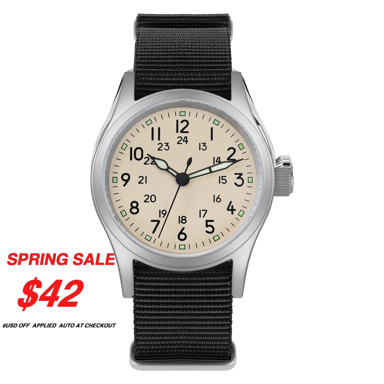 💥Spring Sale💥Militado VH31 Vintage Military Watch ML05 Cream Dial