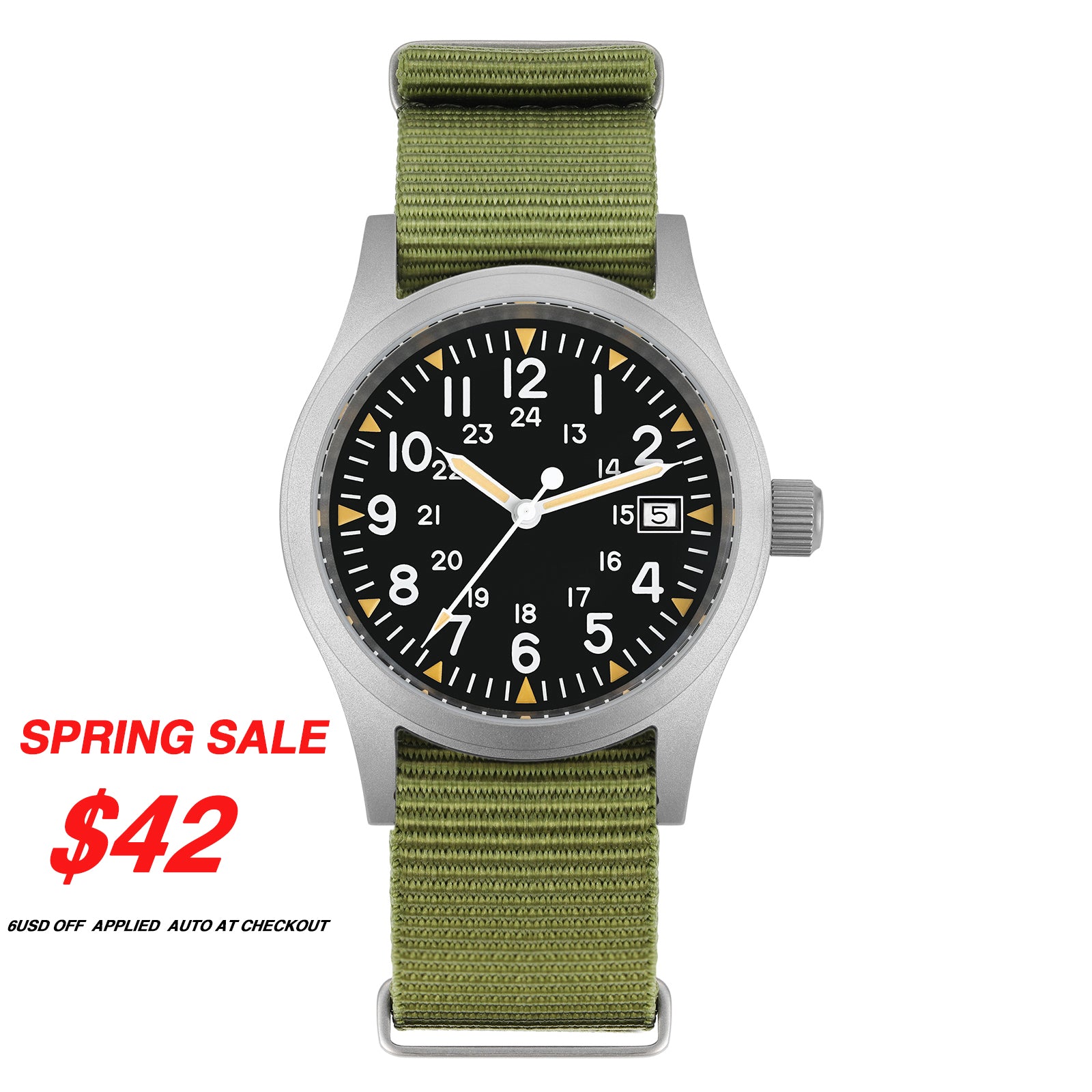 💥Spring Sale💥Militado 38mm Field Watch ML05 Date Window Version
