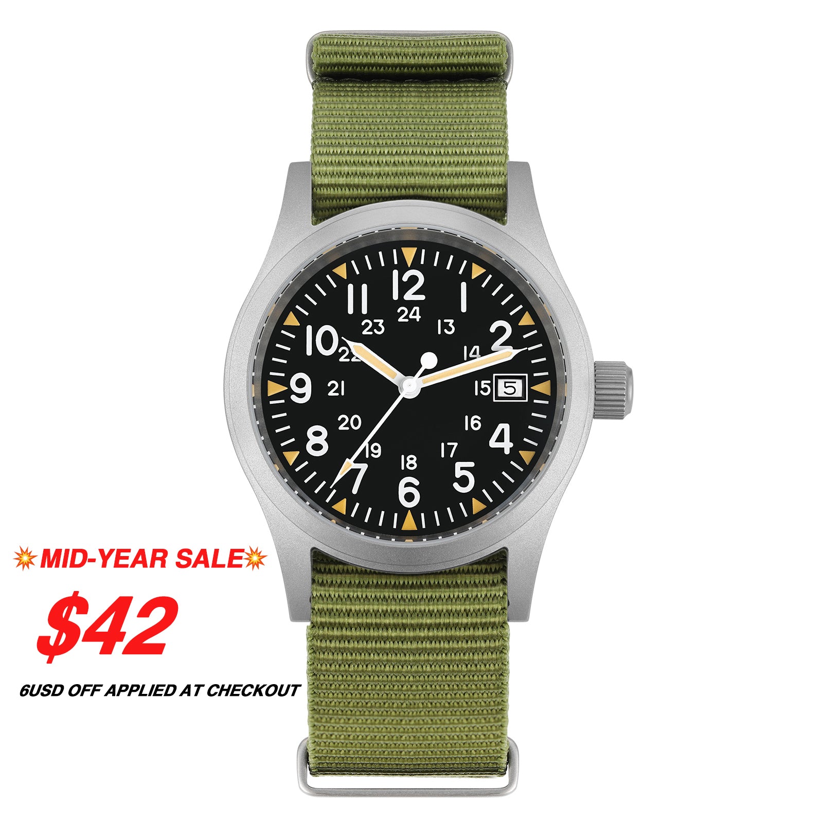 💥Mid-Year Sale💥Militado 38mm Field Watch ML05 Date Window Version