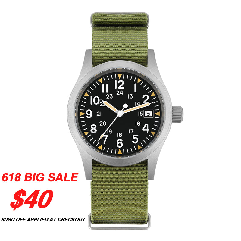 ★618 Big Sale★Militado 38mm Field Watch ML05 Date Window Version