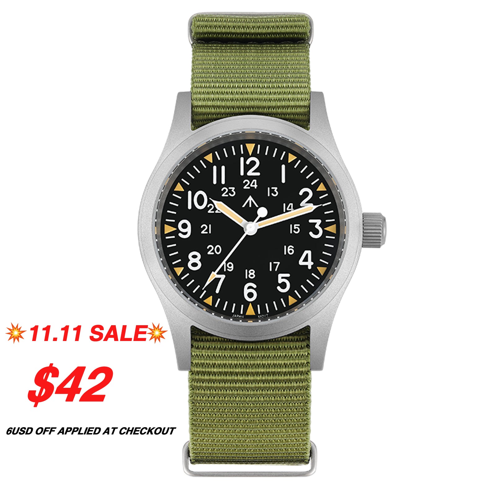 ★11.11 SALE★Militado 38mm Sapphire Crystal Field Military Watch ML05