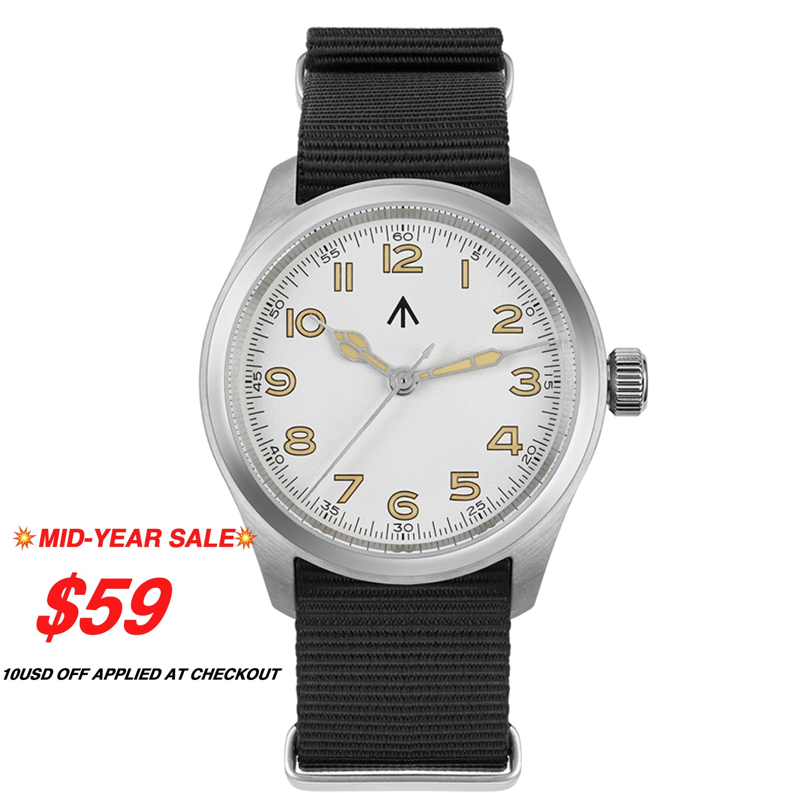 Militado 36 mm Reloj de campo de cuarzo D12 - Agujas tipo lápiz