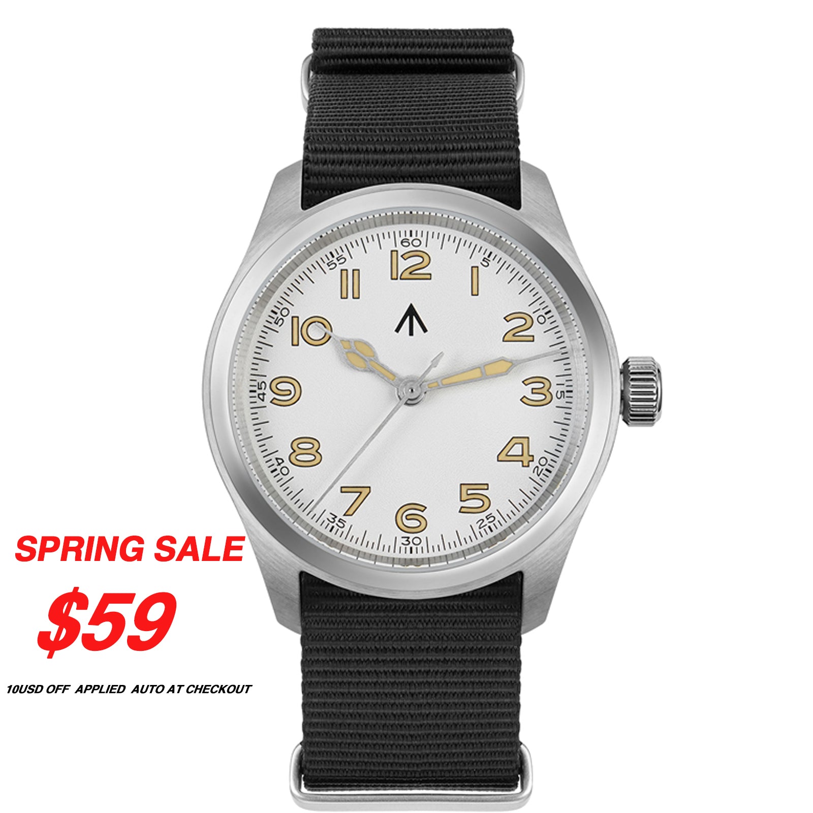 💥Spring Sale💥Militado VH31 38mm Sapphire Crystal Field Watch ML08 White Dial
