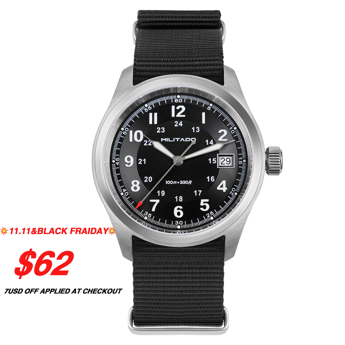 💥11.11&BlackFriday💥Militado 38mm Military Watch Vintage Field Watch ML08