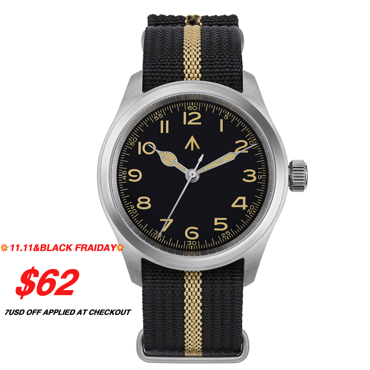 💥11.11&BlackFriday💥Militado 38mm Retro VH31 Military Watch ML08