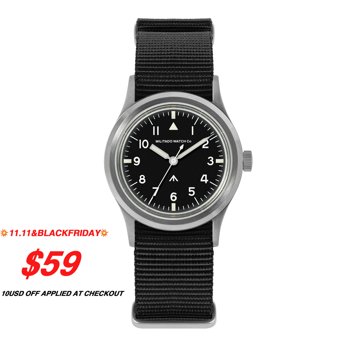 💥11.11&BlackFriday💥Militado 36mm Retro Military Watch VH31/VH65 Sweeping Hand ML14 V2
