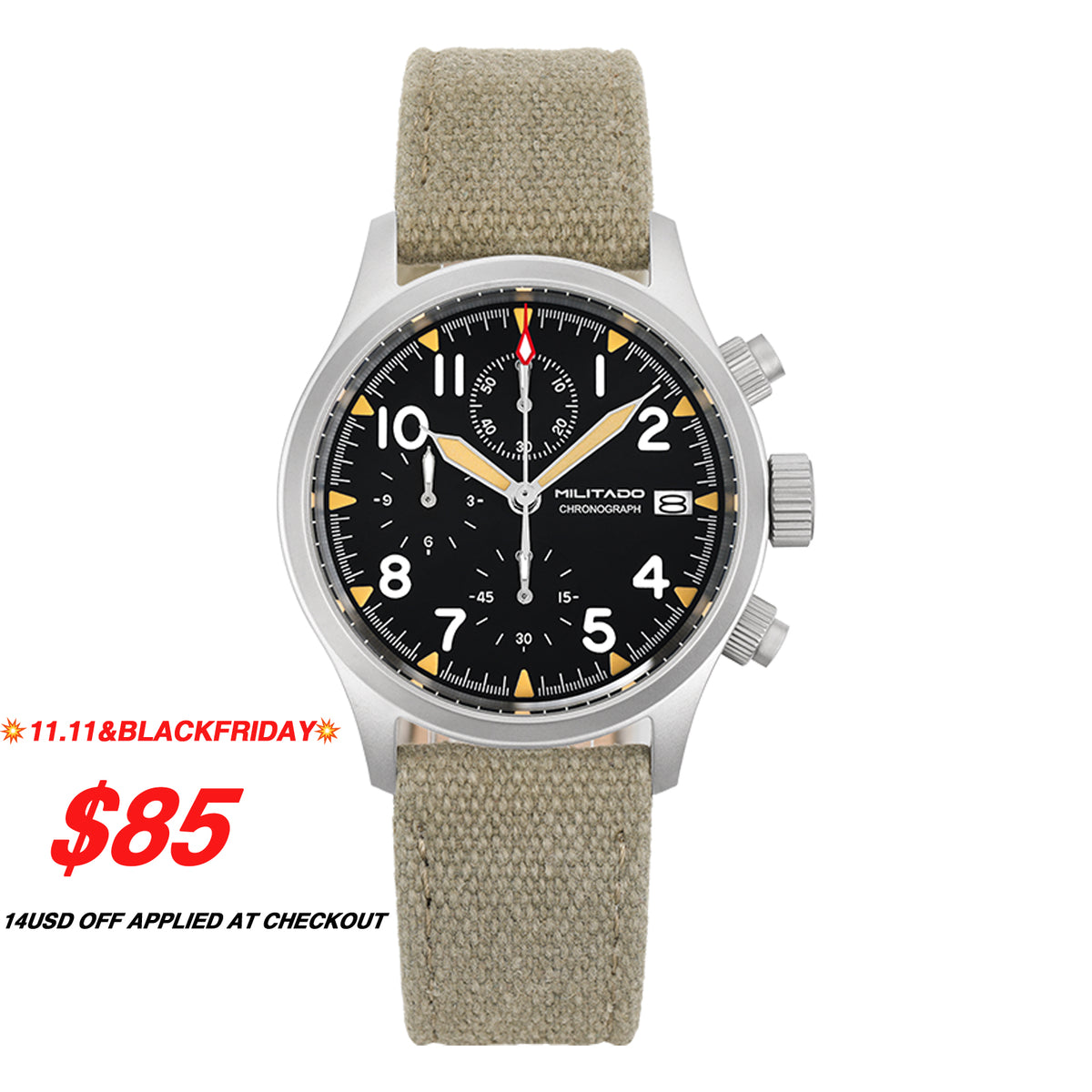 💥11.11&BlackFriday💥Militado Retro VK67 Quartz Chronograph Watch ML1868