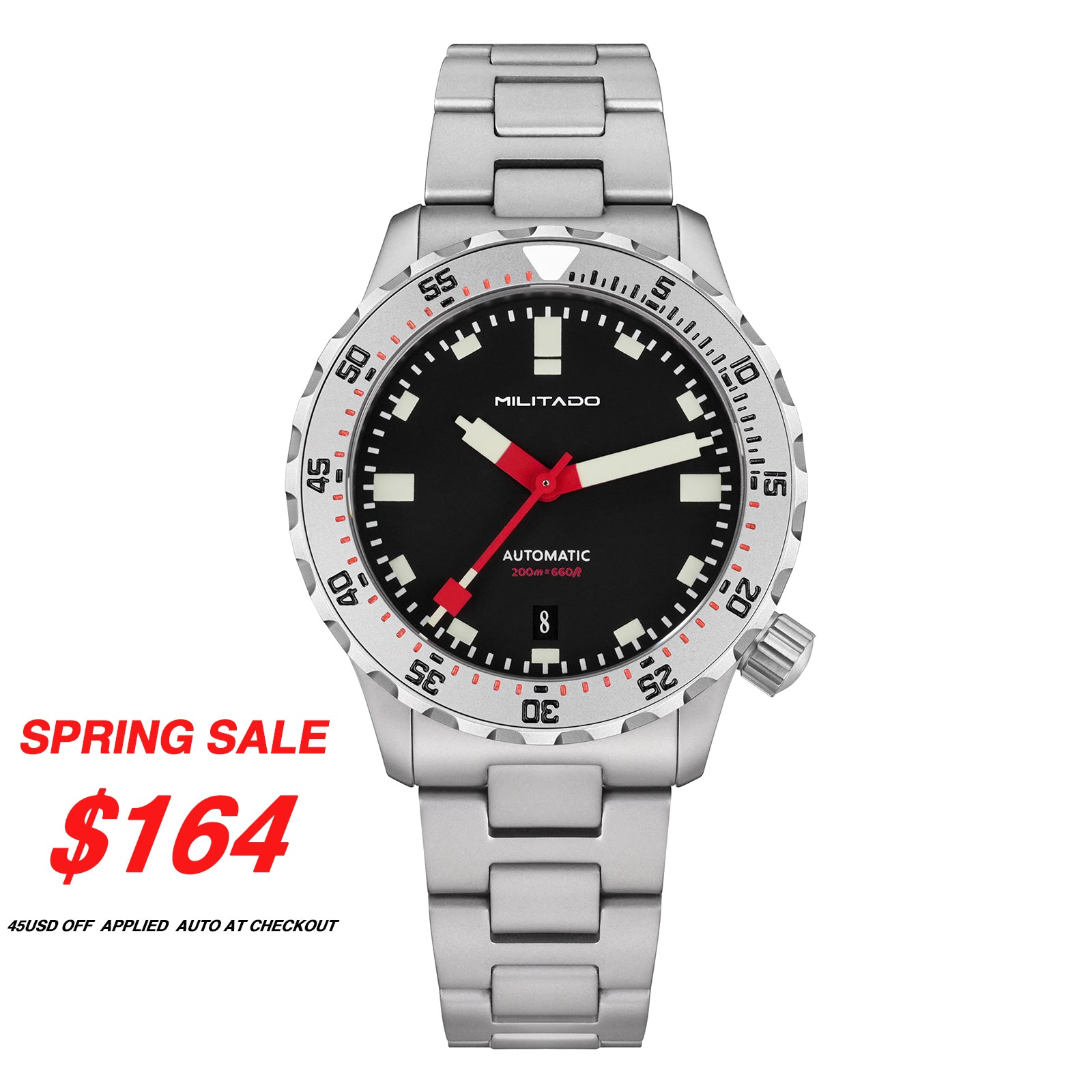 💥Spring Sale💥Militado 39mm Dive Watch PT5000 Automatic Mech Watch ML20