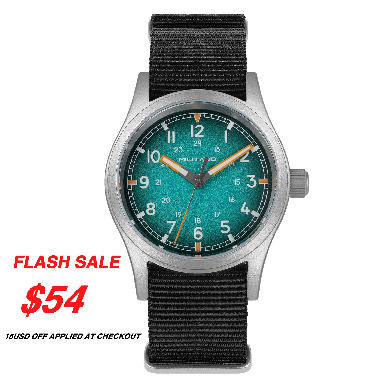 💥New Released💥Militado 38mm Military Watch VH31 Sweeping Hand Movt Watch ML24