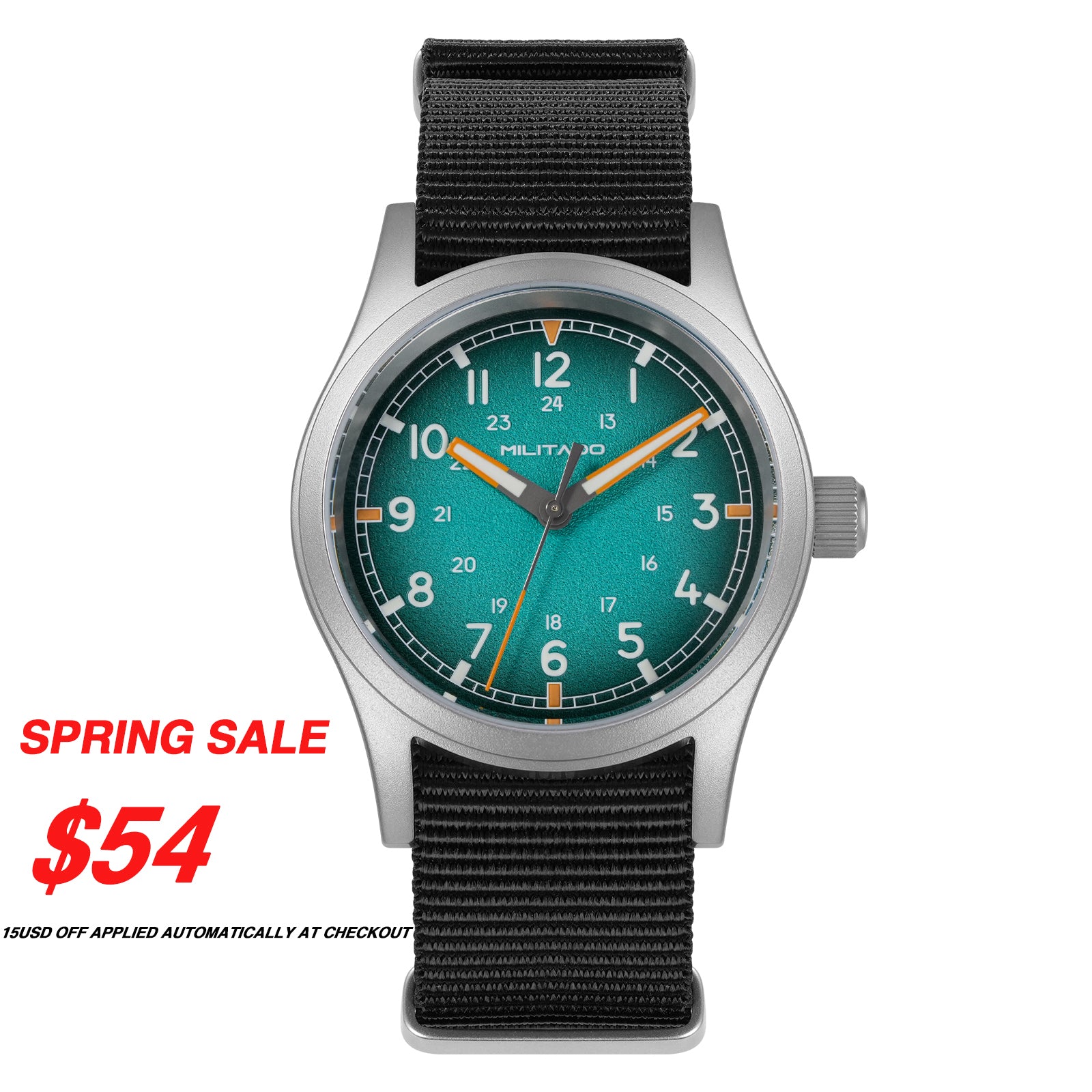 💥Spring Sale💥Militado 38mm Military Watch VH31 Sweeping Hand Movt Watch ML24