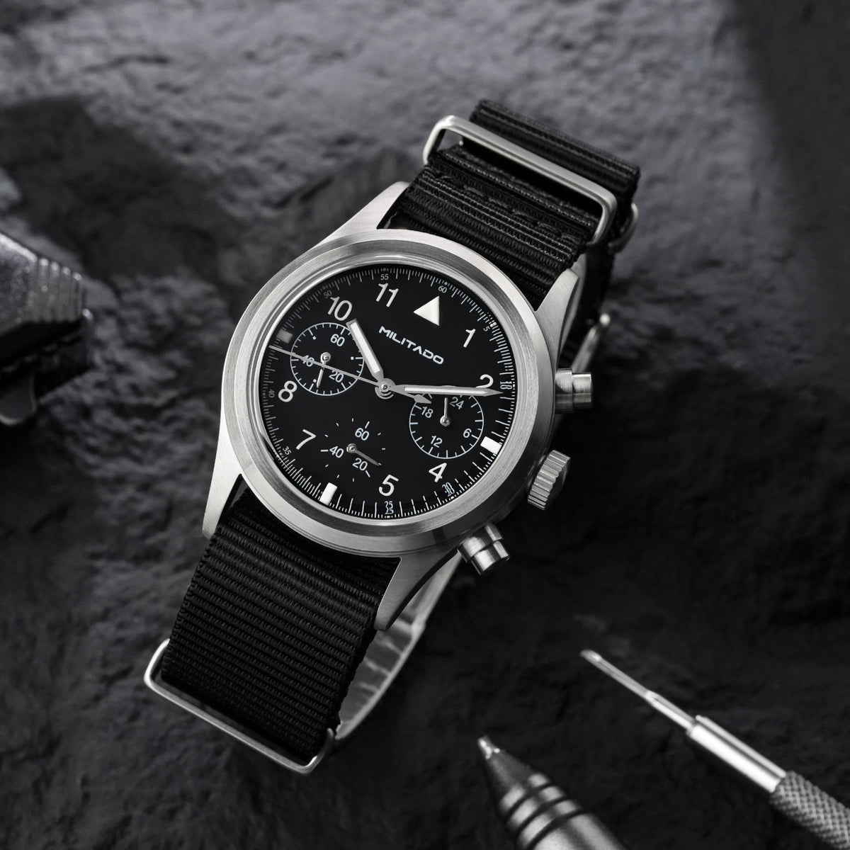 💥New Arrival💥Militado 36.5mm Chronograph Watch VK63 Vintage Military Watch ML26