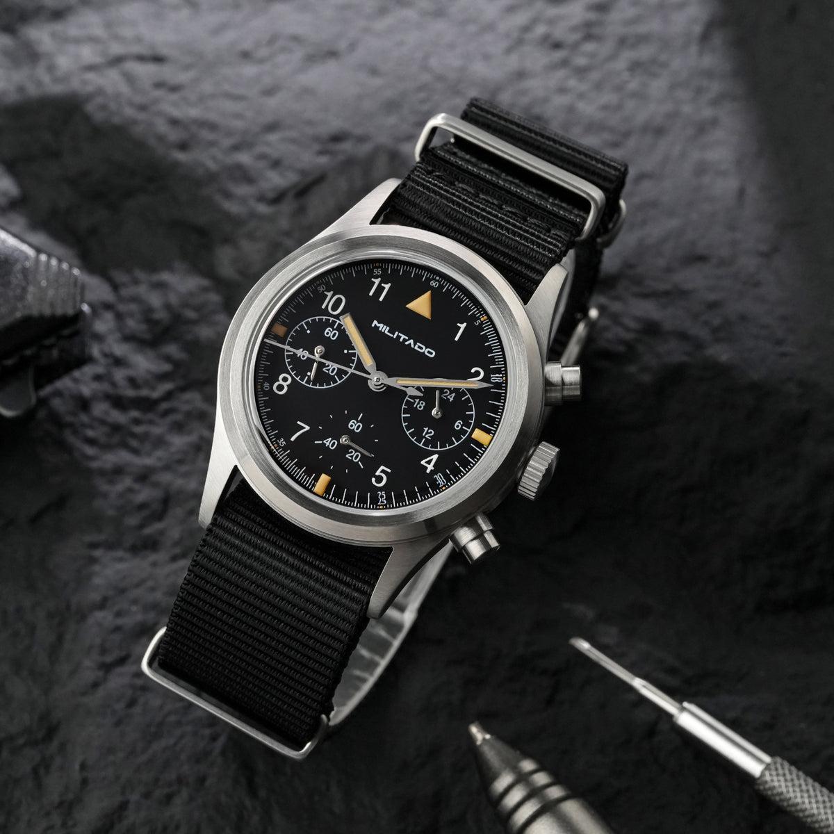 💥New Arrival💥Militado 36.5mm Chronograph Watch VK63 Vintage Military Watch ML26