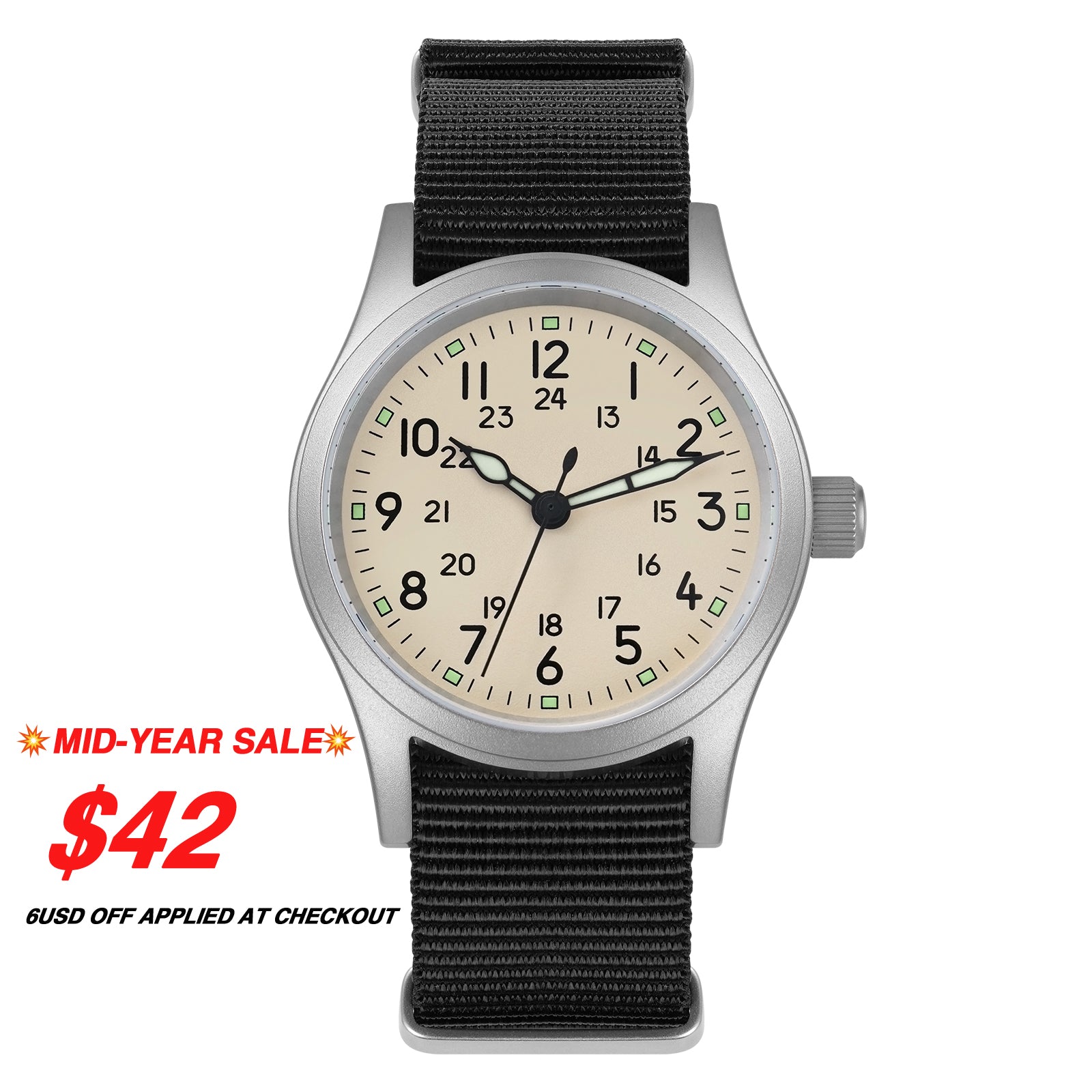 ★SuperOfertas ★Militado 38mm Reloj militar de campo con cristal de zafiro ML05