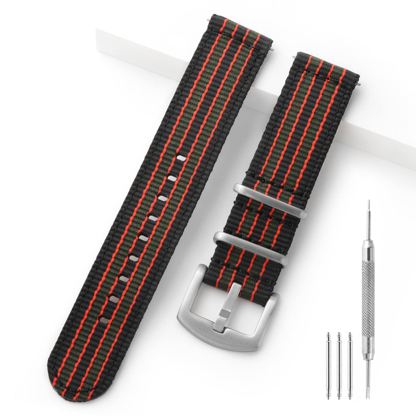 Leather Nylon Canvas Strap Watchband 20mm 22mm