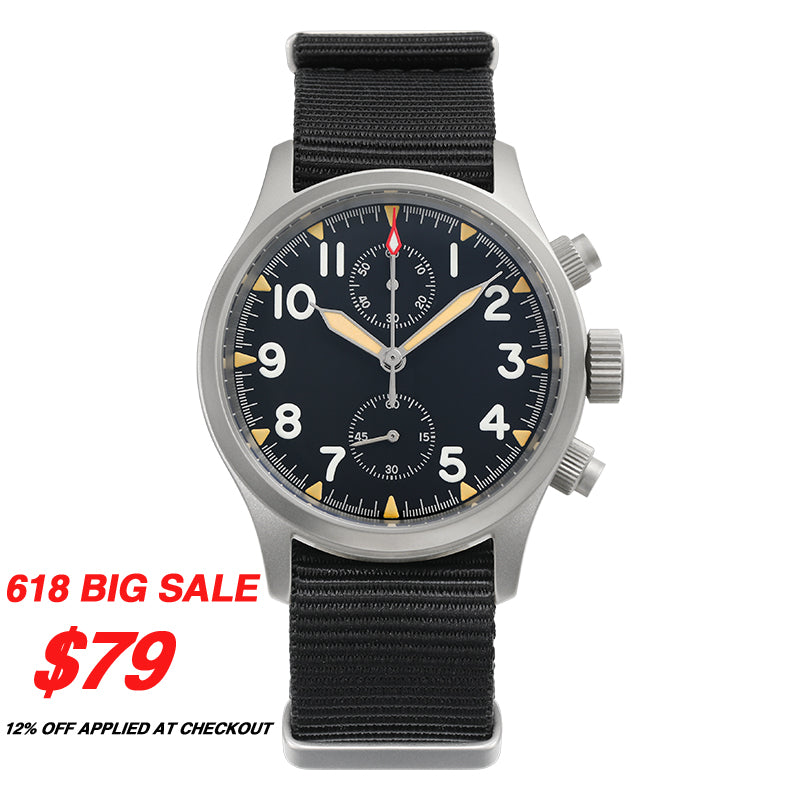 ★618 Big Sale★Militado Retro VK61 Quartz Chronograph Watch ML1868