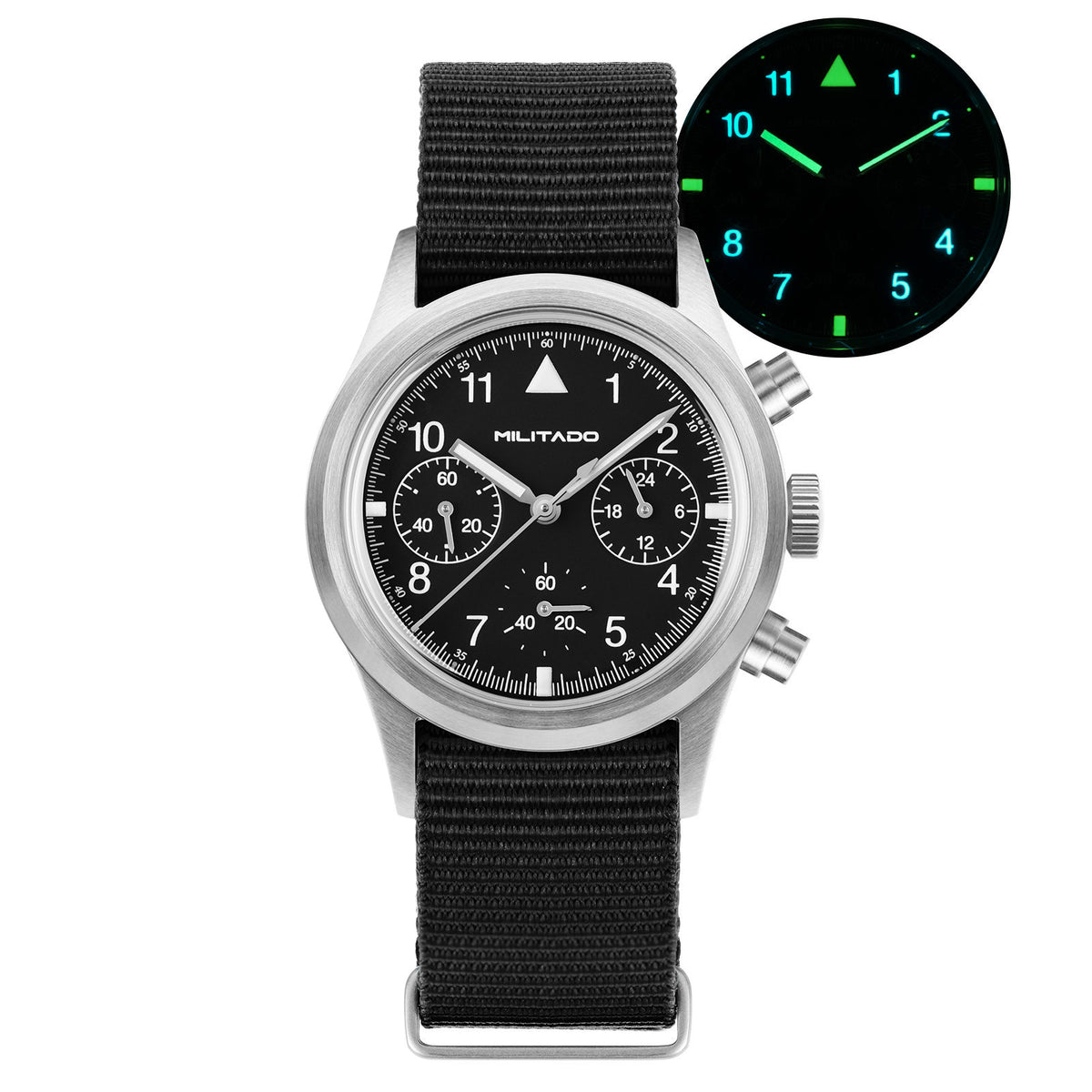 💥New Arrival💥Militado 36.5mm Chronograph Watch VK63 Vintage Military Watch ML26