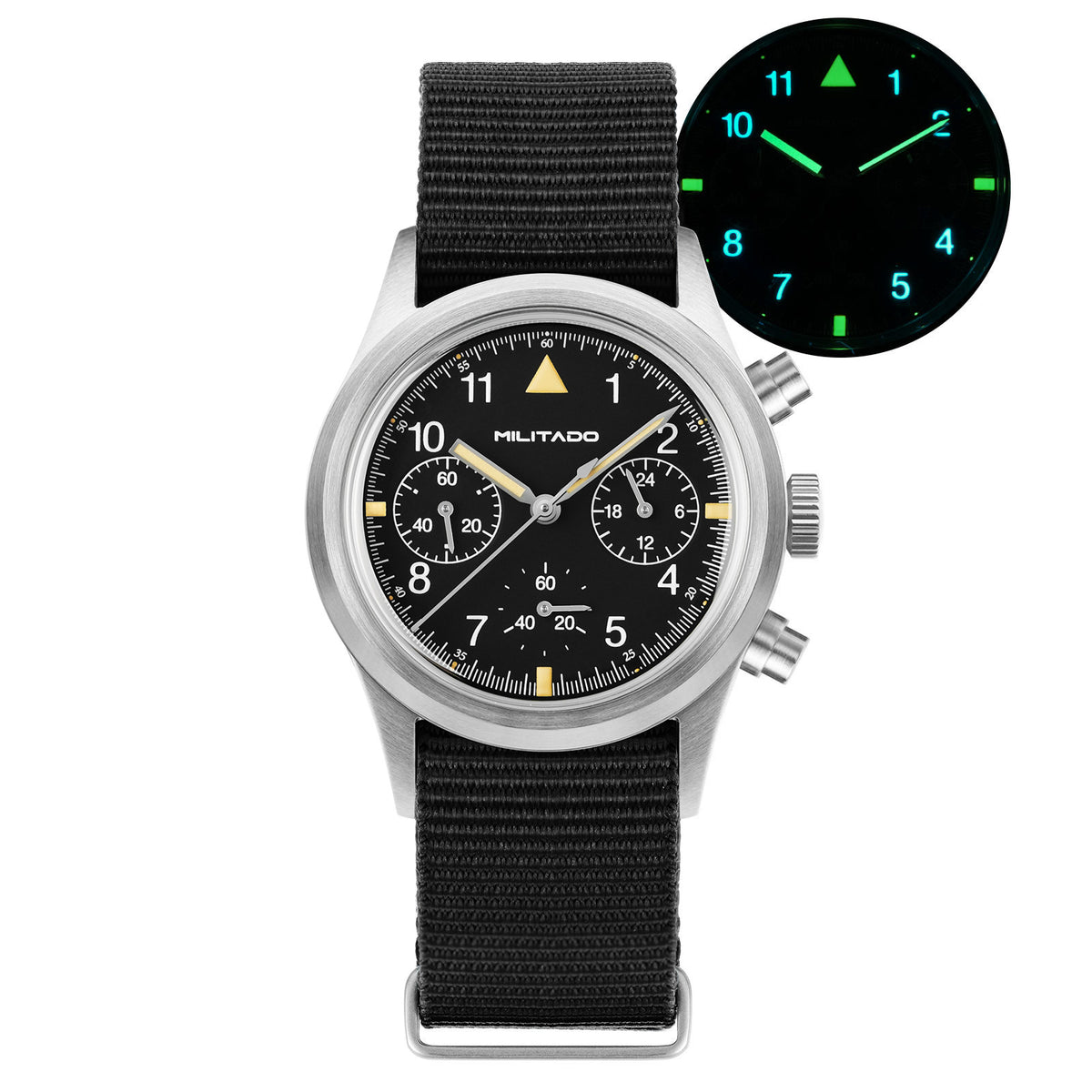 💥New Arrival💥Militado 36.5mm Chronograph Watch VK63 Vintage Military Watch ML26