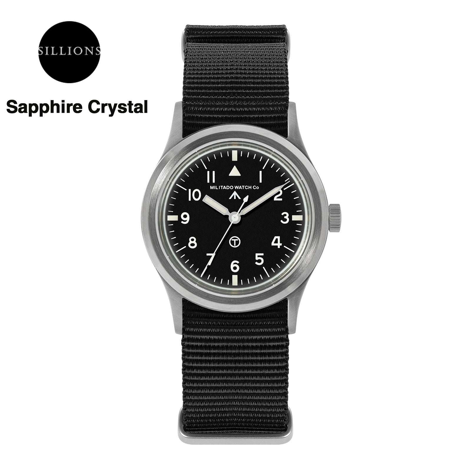 ★ Militado ML-14 パイロットウオッチ 36mm メカクォーツ Militado 36mm Retro Military Watch VH31/VH65 Sweeping Hand