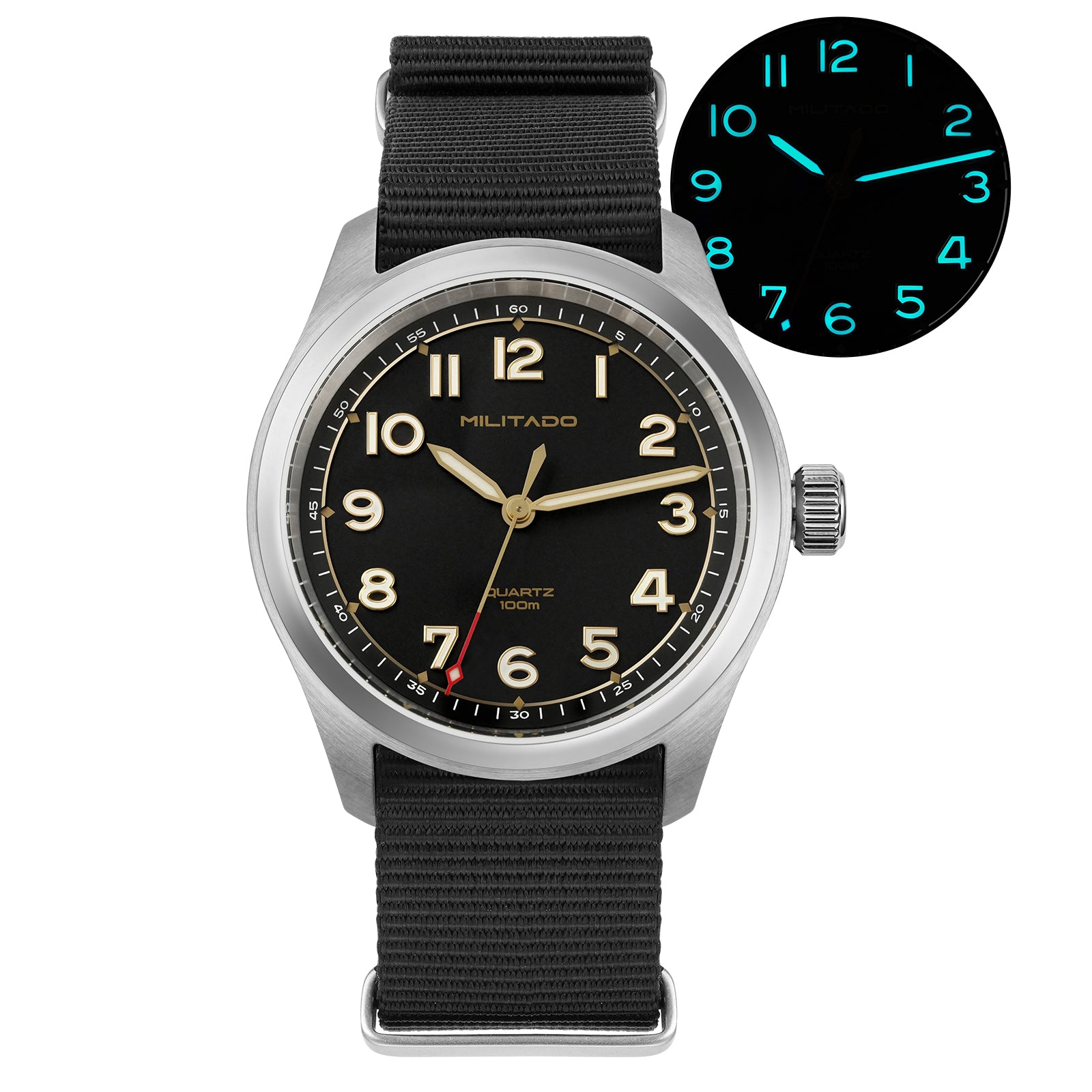 💥Mid-Year Sale💥Militado 38mm Military Watch Vintage Field Watch 369 Dial ML08